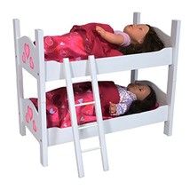 American Girl Twin Baby Doll Wooden Bed Bunk 18 Inch Dolls Stackable Pink White - £27.22 GBP