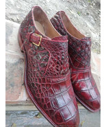 Men&#39;s Handmade Genuine Alligator Skin Shoes, Men Real Cro... - £911.95 GBP