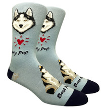 Siberian Husky Dog Socks Fun Novelty Dress Casual Unisex SOX FineFit One Size - £10.42 GBP