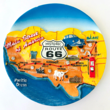 Route 66 Round Wall Plaque Main Street of America 4.75&quot; Colorful Resin T... - £11.64 GBP