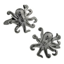 OCTOPUS CUFFLINKS Black Deep Sea Aqaitic Life Diver Groom Wedding with G... - $223.24 MXN
