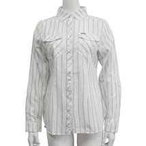 Columbia Women&#39;s White Stripe Camp Henry II L/S Shirt (Retail $65) 100 - £14.26 GBP