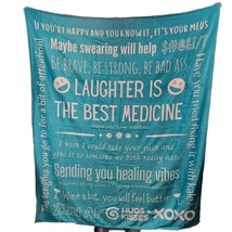 Get Well Soon Gifts - After Surgery Healing Throw 51&quot; x 64&quot; Blue Laughter Funny - £17.90 GBP