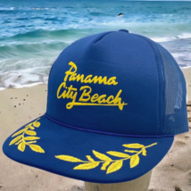 Vtg Panama City Beach Trucker Hat Mens Snapback Blue Scrambled Eggs Rope Cap - £19.60 GBP