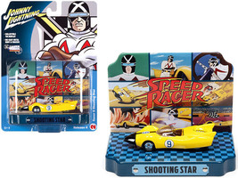 Racer X Shooting Star #9 Yellow with Collectible Tin Display &quot;Speed Racer&quot; 1/... - £26.10 GBP