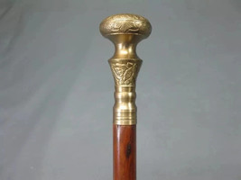 NEW SOLID ANTIQUE SOLID BRASS HANDLE WOODEN WALKING STICK CANE VINTAGE D... - $45.68