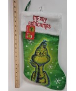 Dr Seuss The Qrinch Merry Qrinchmas Soft Plush Christmas Stocking Green 18&quot; - $344.36 MXN