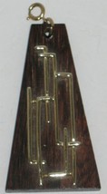Vintage Brass Geometric Design on Wooden Pendant Costume Jewelry - $8.91