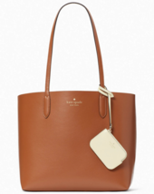 Kate Spade Ava Reversible Brown Leather Tote Yellow Pouch NWT K6052 $359 MSRP - £104.49 GBP