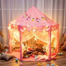 Princess Castle Play Tent Girls Playhouse 138 LED Star String Lights Kids Indoor - £46.03 GBP