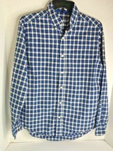 Old Navy Mens Sz S Shirt Button Up Long Sleeve Blue Plaid  - £6.96 GBP