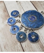 Vintage Pendant Large Statement Blue &amp; Silver Tone - No Chain Included - £13.36 GBP