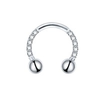 Titanium Zircon Hoop Nose Ring Septum Lip Circular Barbell Horseshoe Ear Tragus  - £10.29 GBP