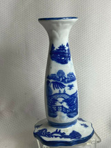 Vtg Victoria Ware Ironstone Flow/ Delft Blue Stick Hatpin 6 Hole Holder Vase - £23.80 GBP