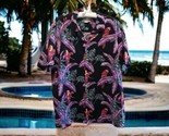 Vintage Magnum PI Paradise Found Mens 2XL Hawaiian Shirt Black Purple Re... - $38.61