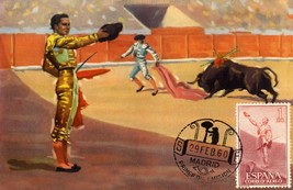 Bullfighting Stamped Postcard Poster #13 Canvas Art Poster 16&quot;x 24&quot; - £23.12 GBP