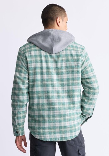 Buffalo David Men's Jakeim Plaid Flannel Hooded Shirt-Jacket Rain Forest-Large Item image 3