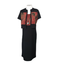 R&amp;K Original Vintage Black Dress with Cover ~ Sz 6P ~ Long ~ Removable Necklace - £17.97 GBP