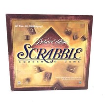 Scrabble Deluxe Edition Board Game MB 1999 Complete Tiles Roating Board  - £35.96 GBP