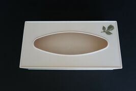 Vtg tissue box holder dispenser mid century plastic w/ flower acc. - $19.99