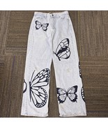 Simple Society Butterfly Jeans Wide Leg Denim High Waist Light Wash Wome... - $54.32 CAD