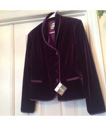 NEW Women Purple BLAZER TAILORED Velvet Long Sleeve Vintage Size 6 MEDIUM - $59.00