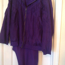 NEW EVR Women SILK SWEAT SUIT Purple VINTAGE PANTS SET ~ WARM UP SET Siz... - $59.00