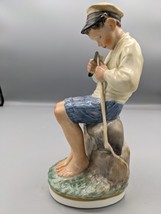 Antique Royal Copenhagen Overglaze Porcelain Figurine Boy Cutting Stick 905 - £210.68 GBP