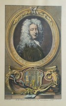 Rare Sir Samuel Garth M.D. Houbraken 1748 Antique Hand Colored Etching England - £193.60 GBP