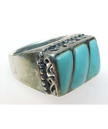 TURQUOISE Ring in STERLING Silver - Size 7 1/4 - Vintage - $75.00