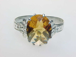 Genuine CITRINE Ring set in STERLING Silver - Size 7 - Vintage - £98.29 GBP