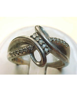 Genuine DIAMOND Ring in STERLING Silver - Size 6 3/4 - Vintage - £74.54 GBP