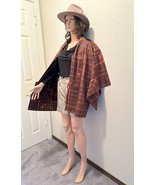 Silk Kimono-Caftan, VINTAGE Kimono coat Tsumugi Lattice Brown Pure silk ... - $1,201.72 MXN