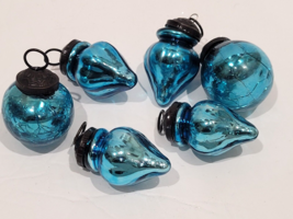 Kugel Vintage Style Rare Turquoise Mini Mercury Glass Christmas Ornaments #101 - £23.79 GBP