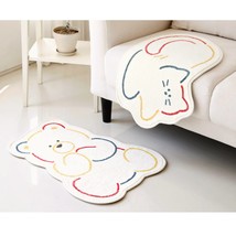 Kawaii Cat Bear shape rug, Fluffy cartoon colorful line cat carpet, Cute bear - £44.05 GBP