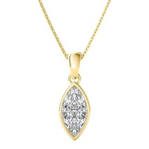 1 CT Chaton Marquise Solitaire Vrai Moissanite Pendentif 14K Jaune or Plaquées - £83.75 GBP