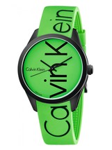 Calvin Klein K5E51TWL Green Rubber Strap Unisex Watch - $107.90