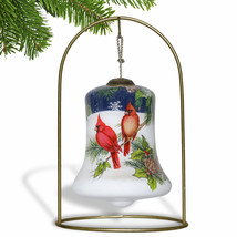 Dual Cardinals Hand Painted Mouth Blown Glass Ornament - $245.20