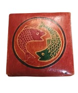 Vintage Embossed Pisces Astrology Sign Collapsible Leather Coin Purse Wa... - €8,49 EUR