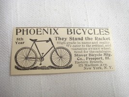 1896 Ad Phoenix Bicycles , Stover Bicycle Mfg., Freeport, Ill. - £6.38 GBP