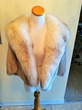 vintage genuine mink fur stole shawl bolero fox fur collar size medium l... - £326.98 GBP