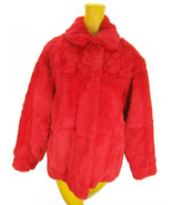 WOMEN GENUINE Soft RED RABBIT Fur DYED Jacket Lipstick VINTAGE SIZE MEDI... - $6,141.06 MXN