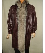 GENUINE SOFT LAMB LEATHER and INDIGO FOX FUR FULL LENGTH COAT SIZE LARGE... - $3,212.34 MXN