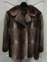 VINTAGE Women GENUINE MUSKRAT FUR DARK BROWN Coat Jacket Size Medium Exc... - £143.87 GBP