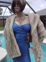 Vintage natural genuine Mink Fur Stole Shawl Beige-Gray Size: Large - XL... - $379.00