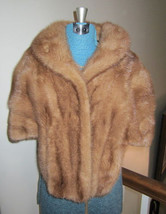 vintage natural genuine mink fur stole shawl cape women size medium Large - $310.00