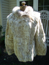 GENUINE Beige Rabbit Fur Blend Unique Jacket Warm Coat SIZES: Medium-LAR... - $259.00