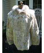 GENUINE Beige Rabbit Fur Blend Unique Jacket Warm Coat SIZES: Medium-LAR... - $4,930.44 MXN