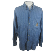Ivy Crew vintage 90s Men shirt long sleeve pit to pit 24 L blue denim stripe - £19.32 GBP