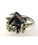 Rose FLOWER STERLING Silver RING - Handcrafted in MEXICO - Vintage - Siz... - £66.84 GBP